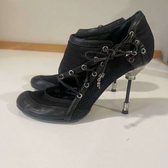 Dior Black Lace Up Heels